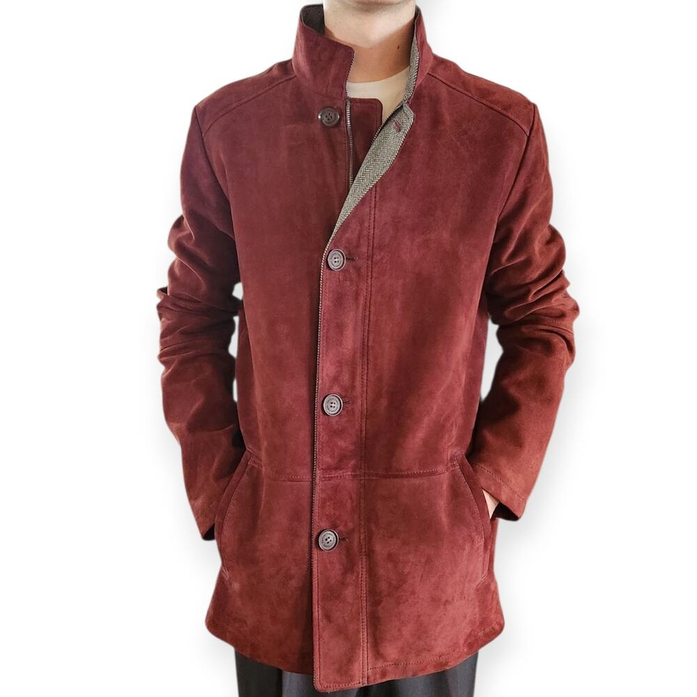 Emiliano Zapata Suede Leather Deep Burgundy Red Jacket Men Size Medium NWOT